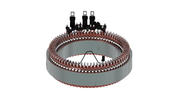 BorgWarner's new aluminum-wire eMotor, with aluminum hairpin winding technology for hybrid applications. (PR Newswire photo, 600x314)