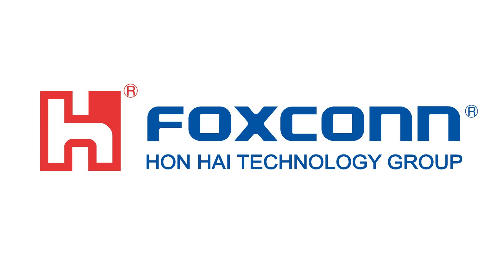Hon Hai Technology Group (Foxconn) logo. The PR Newswire release supplies no vehicle photo, only the Foxconn logo. (PR Newswire image, 1600x838)